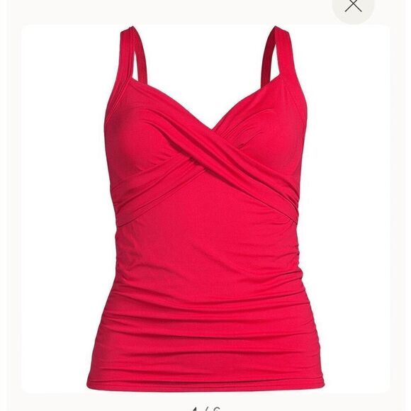 Lands end Women's V-Neck Wrap Underwire Tankini Swimsuit Top size 4 - Picture 1 of 6